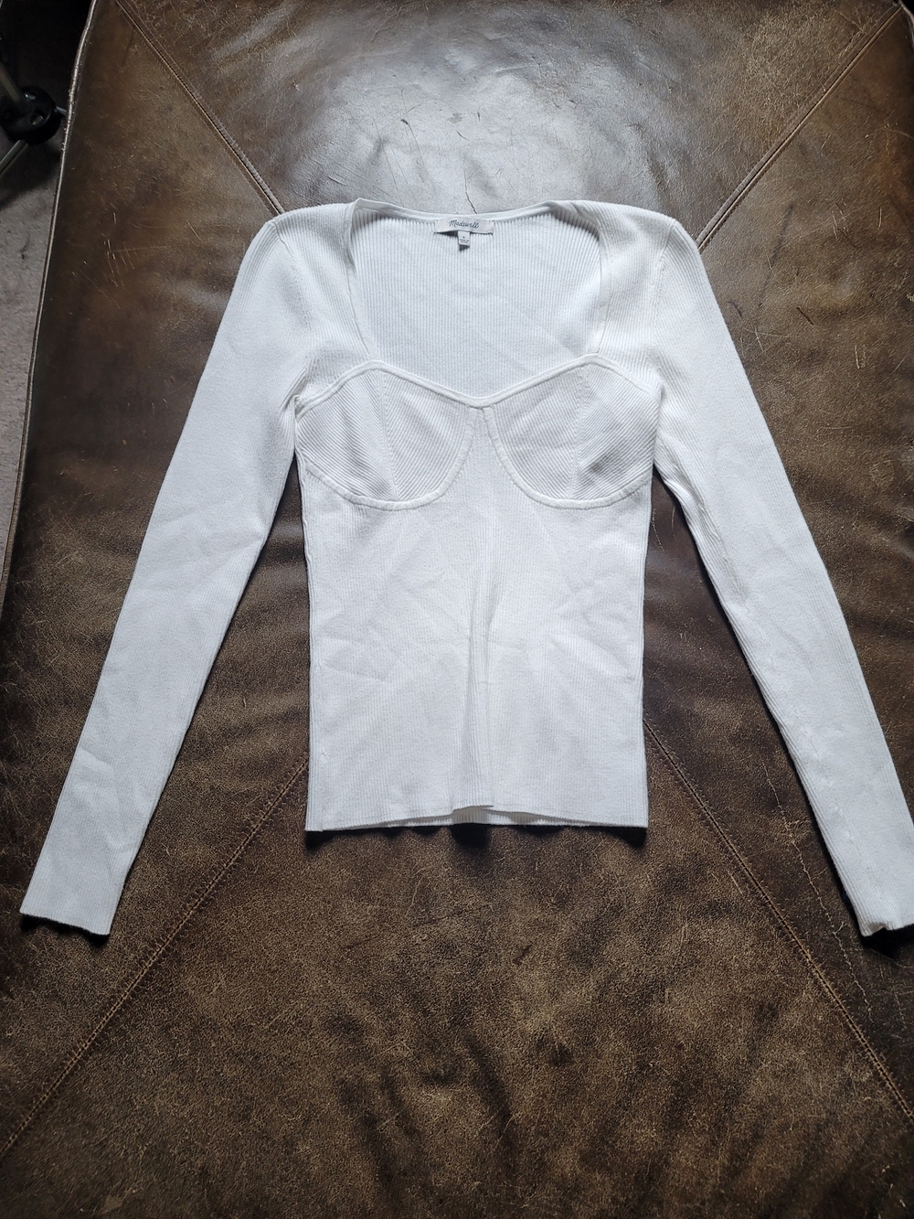 Women’s Long Sleeve Bustier Knit Top - White